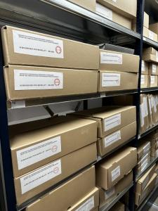 Storage space of GMRC – shelving units with archival boxes